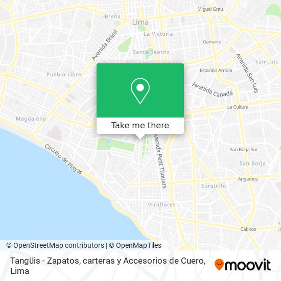 Tangüis - Zapatos, carteras y Accesorios de Cuero map