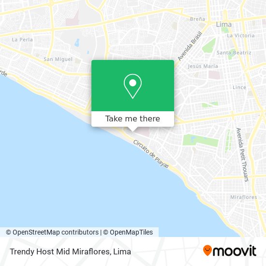 Trendy Host Mid Miraflores map