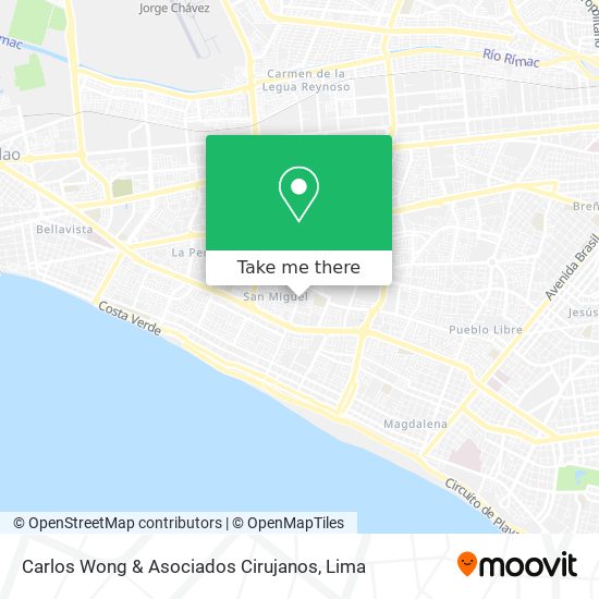 Carlos Wong & Asociados Cirujanos map