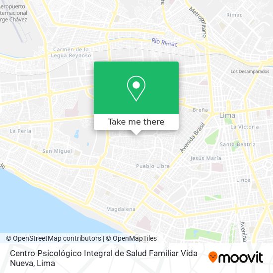 Mapa de Centro Psicológico Integral de Salud Familiar Vida Nueva