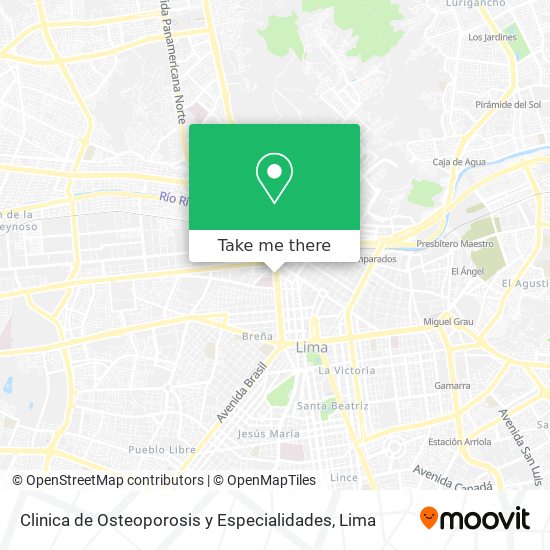 Mapa de Clinica de Osteoporosis y Especialidades