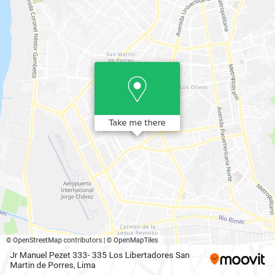 Mapa de Jr Manuel Pezet 333- 335 Los Libertadores San Martin de Porres