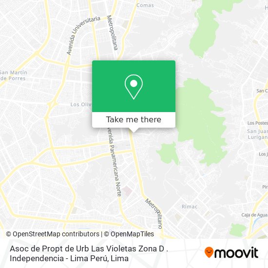 Mapa de Asoc de Propt de Urb Las Violetas Zona D . Independencia - Lima Perú