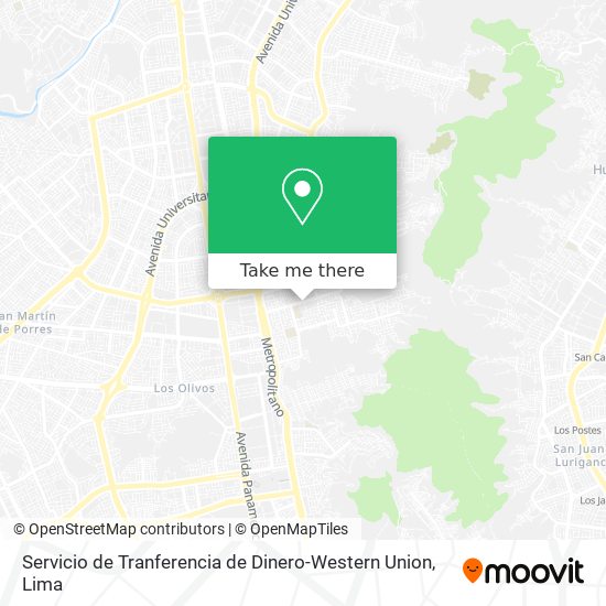 Mapa de Servicio de Tranferencia de Dinero-Western Union