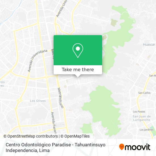 Mapa de Centro Odontológico Paradise - Tahuantinsuyo Independencia
