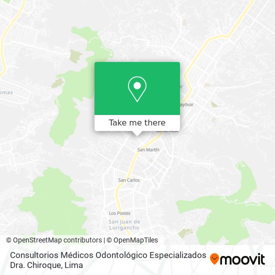 Mapa de Consultorios Médicos Odontológico Especializados Dra. Chiroque