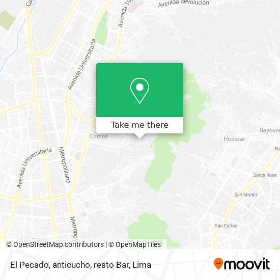 Mapa de El Pecado, anticucho, resto Bar