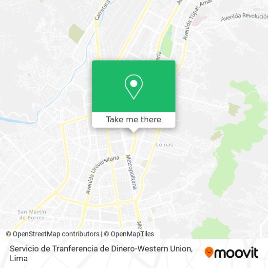 Mapa de Servicio de Tranferencia de Dinero-Western Union