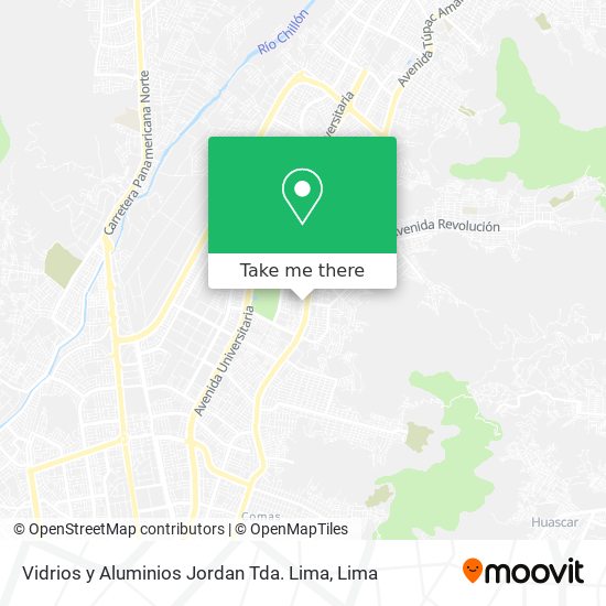 Mapa de Vidrios y Aluminios Jordan Tda. Lima