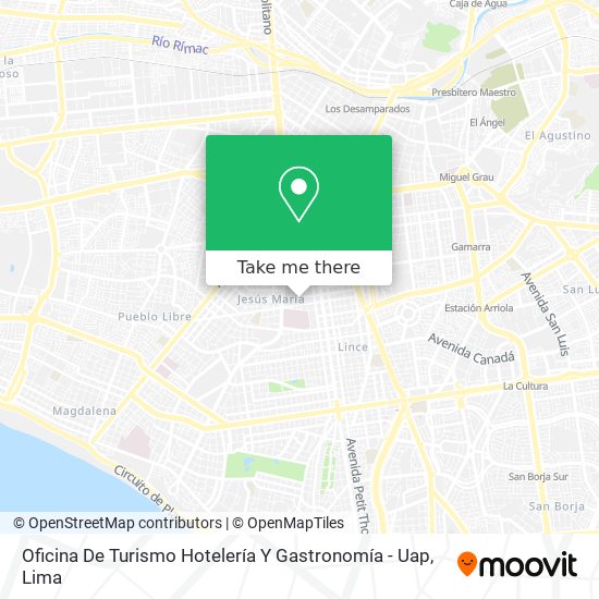 Mapa de Oficina De Turismo Hotelería Y Gastronomía - Uap