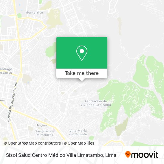Mapa de Sisol Salud Centro Médico Villa Limatambo