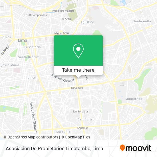 Asociación De Propietarios Limatambo map