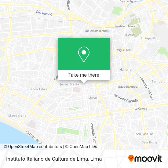 Mapa de Instituto Italiano de Cultura de Lima