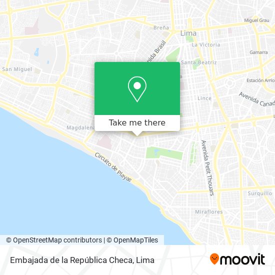 Mapa de Embajada de la República Checa