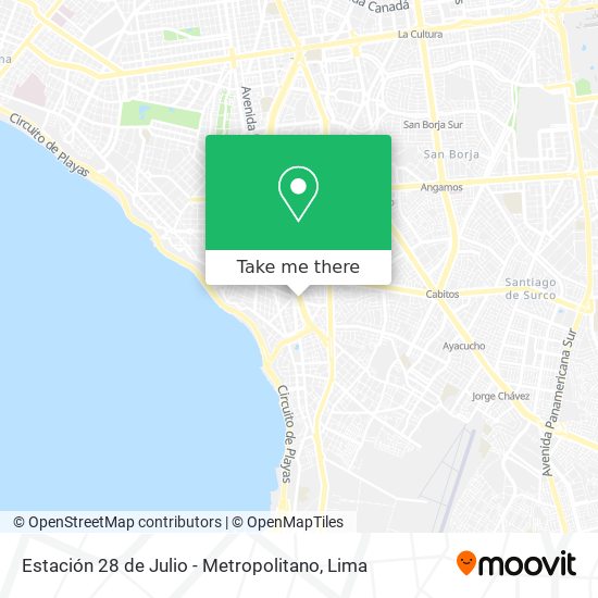 Mapa de Estación 28 de Julio - Metropolitano