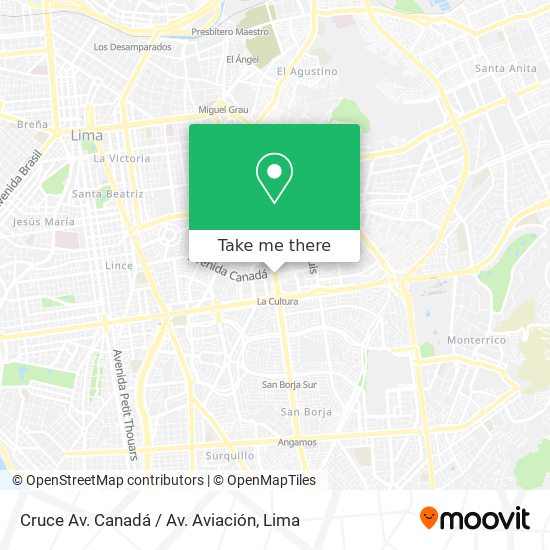 Cruce Av. Canadá / Av. Aviación map
