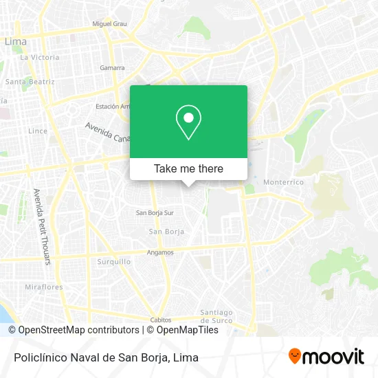 Mapa de Policlínico Naval de San Borja