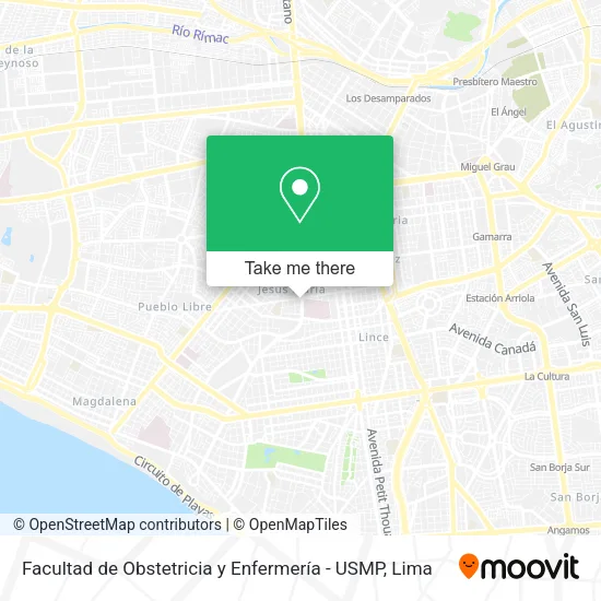 Mapa de Facultad de Obstetricia y Enfermería - USMP
