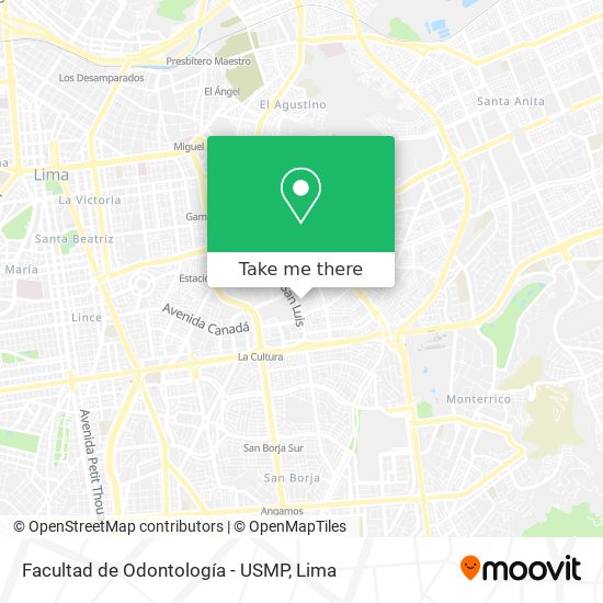 Mapa de Facultad de Odontología - USMP