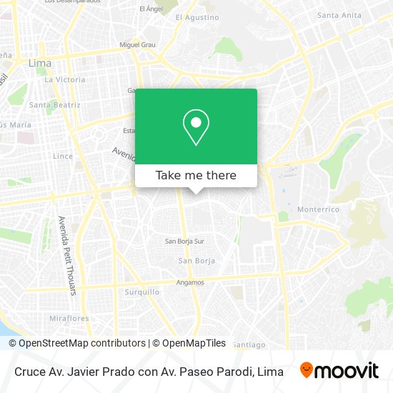 Mapa de Cruce Av. Javier Prado con Av. Paseo Parodi