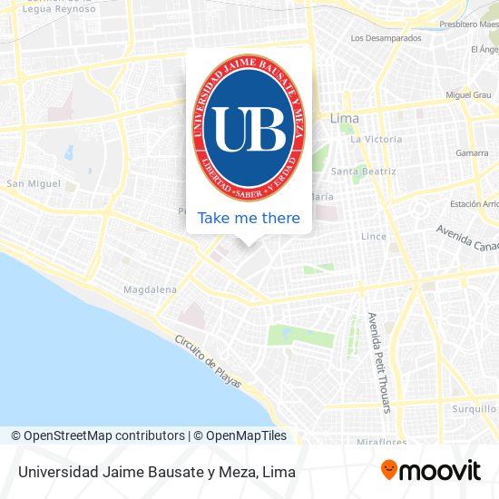 Universidad Jaime Bausate y Meza map