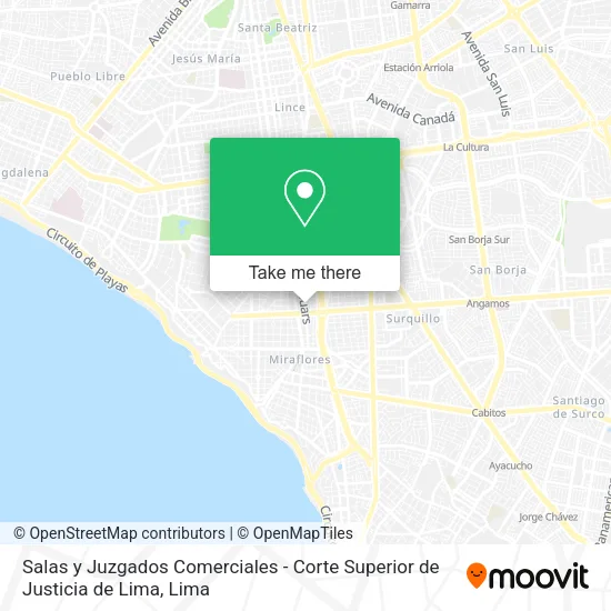Mapa de Salas y Juzgados Comerciales - Corte Superior de Justicia de Lima