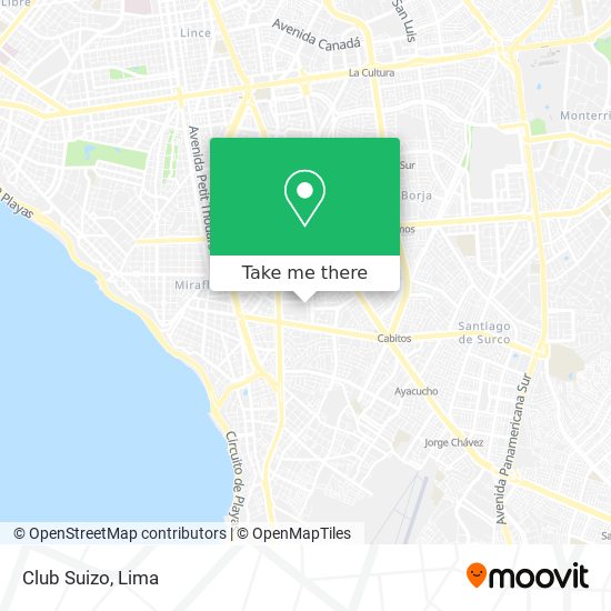 How to get to Club Suizo in Miraflores by Bus or Metro?