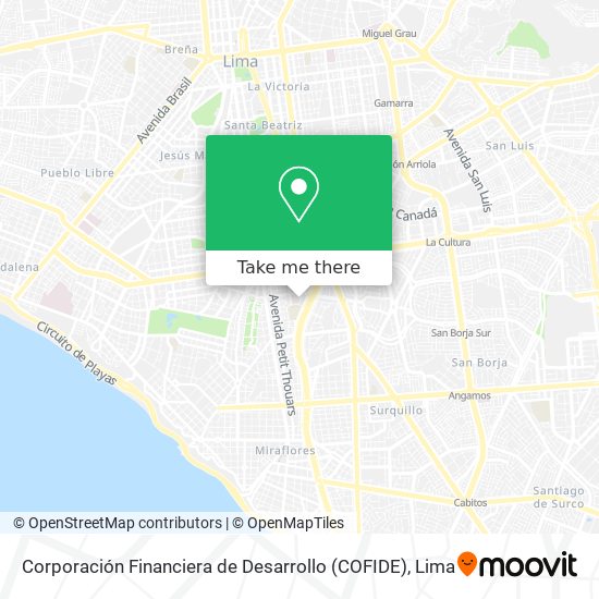 Corporación Financiera de Desarrollo (COFIDE) map