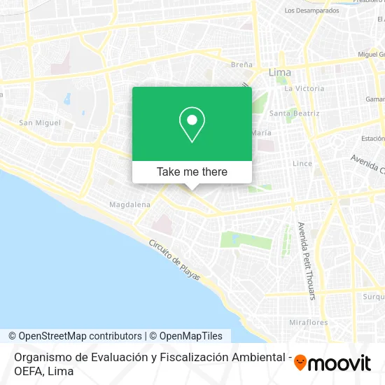 Mapa de Organismo de Evaluación y Fiscalización Ambiental - OEFA
