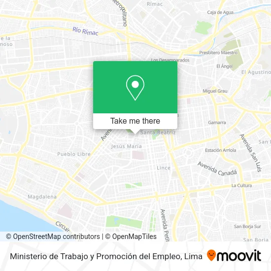 Mapa de Ministerio de Trabajo y Promoción del Empleo