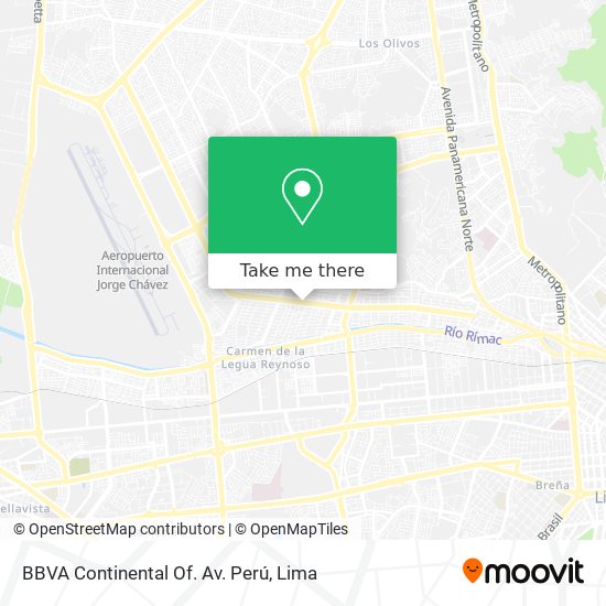 BBVA Continental Of. Av. Perú map
