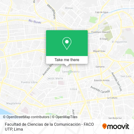 Mapa de Facultad de Ciencias de la Comunicación - FACO UTP