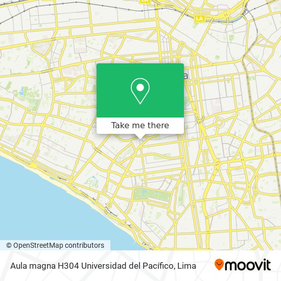 Mapa de Aula magna H304 Universidad del Pacífico