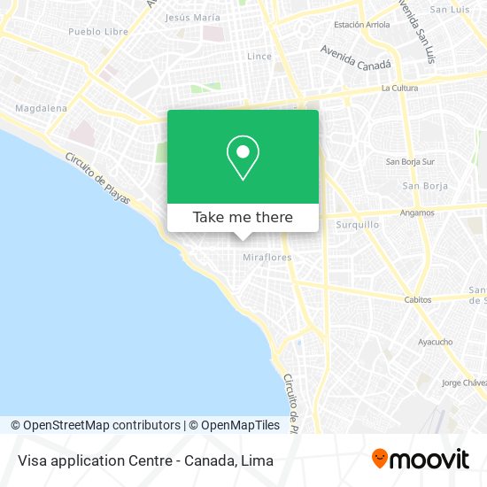 Mapa de Visa application Centre - Canada