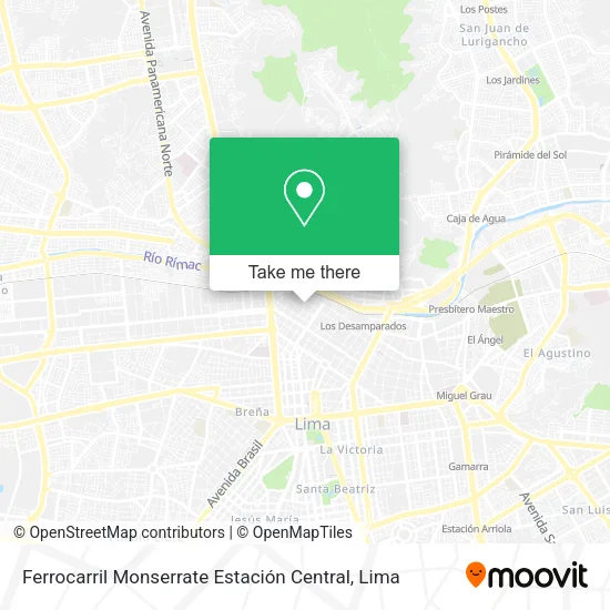 Mapa de Ferrocarril Monserrate Estación Central