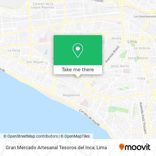 Gran Mercado Artesanal Tesoros del Inca map
