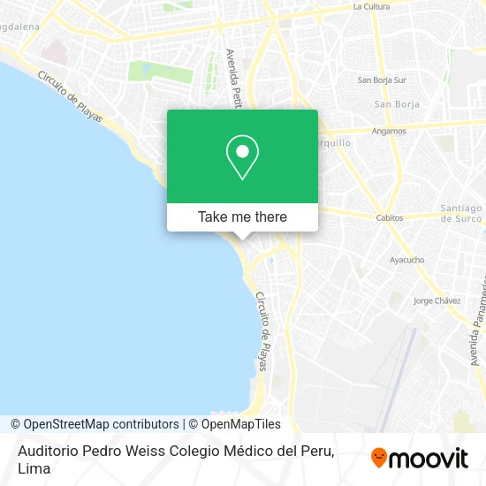 Mapa de Auditorio  Pedro Weiss  Colegio Médico del Peru