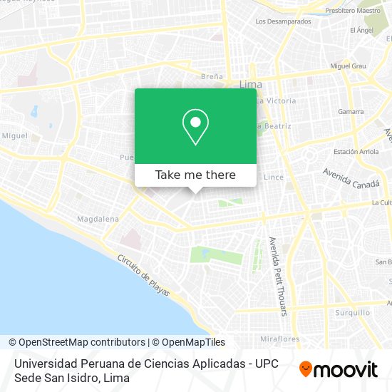 Universidad Peruana de Ciencias Aplicadas  - UPC Sede San Isidro map