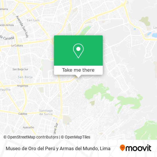 Mapa de Museo de Oro del Perú y Armas del Mundo