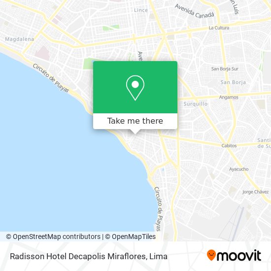 Radisson Hotel Decapolis Miraflores map