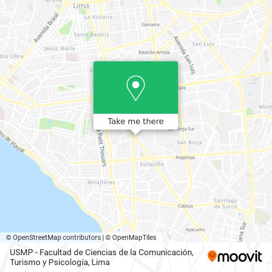 USMP - Facultad de Ciencias de la Comunicación, Turismo y Psicología map