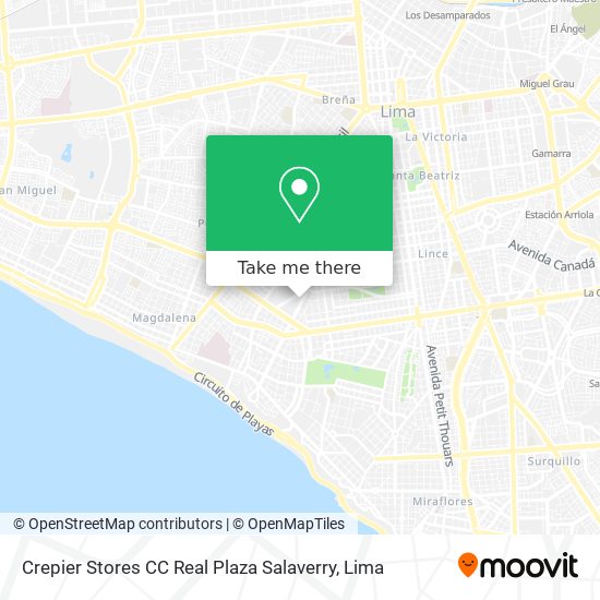 Crepier Stores CC Real Plaza Salaverry map