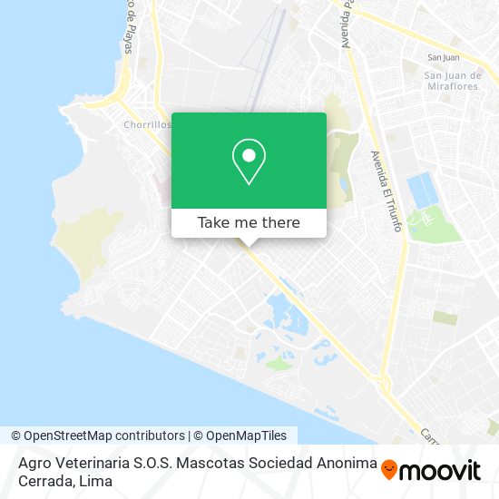 Mapa de Agro Veterinaria S.O.S. Mascotas Sociedad Anonima Cerrada