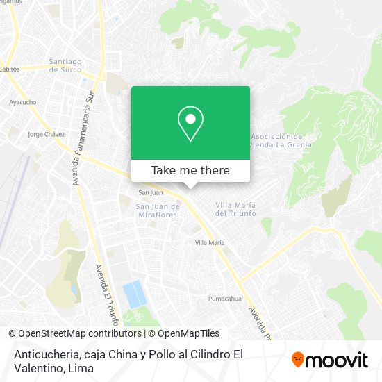 Mapa de Anticucheria, caja China y Pollo al Cilindro El Valentino