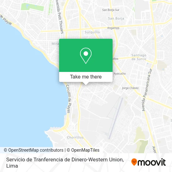Mapa de Servicio de Tranferencia de Dinero-Western Union