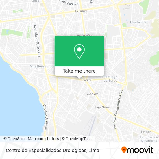 Mapa de Centro de Especialidades Urológicas