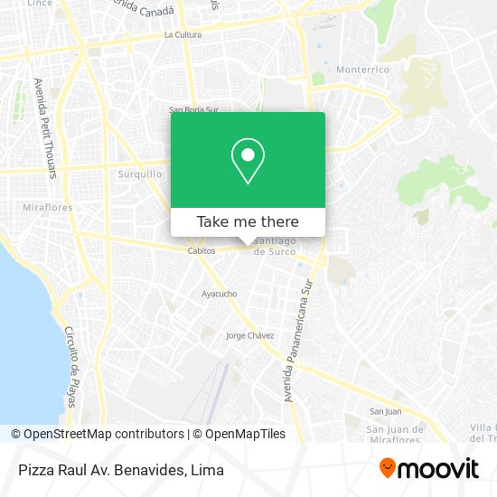 Mapa de Pizza Raul Av. Benavides