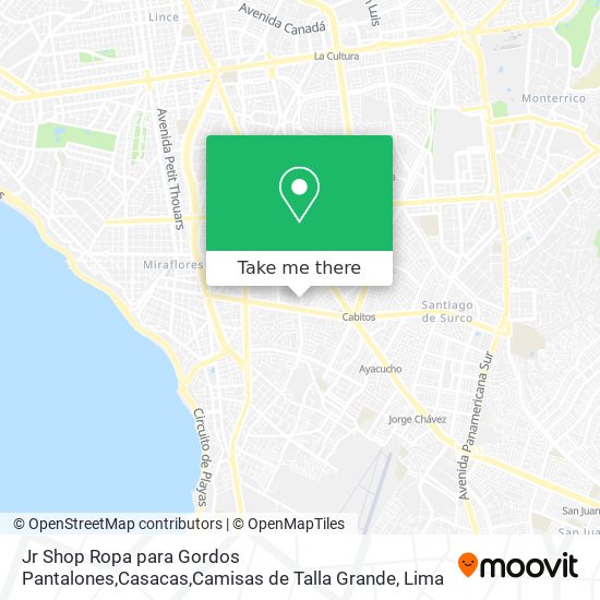 Mapa de Jr Shop Ropa para Gordos Pantalones,Casacas,Camisas de Talla Grande