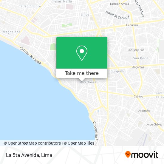 La 5ta Avenida map