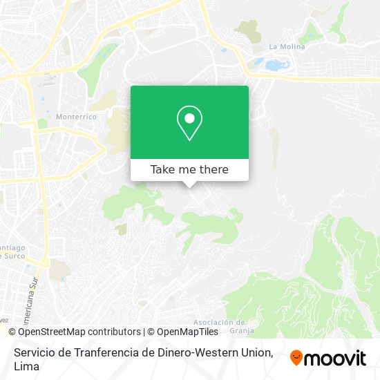 Mapa de Servicio de Tranferencia de Dinero-Western Union